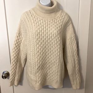 Vintage Cream Cable Knit Turtleneck Sweater